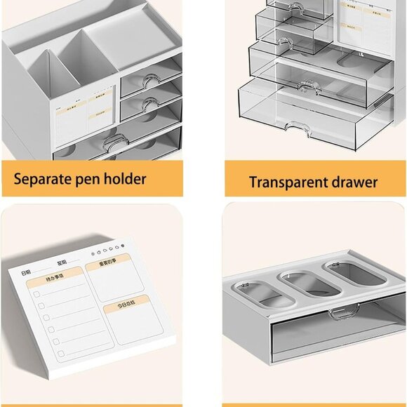 Desk Organizer with 4 Drawer, Multi-Functional Pen Holder for Desk, Desktop Orga - Picture 5 of 8